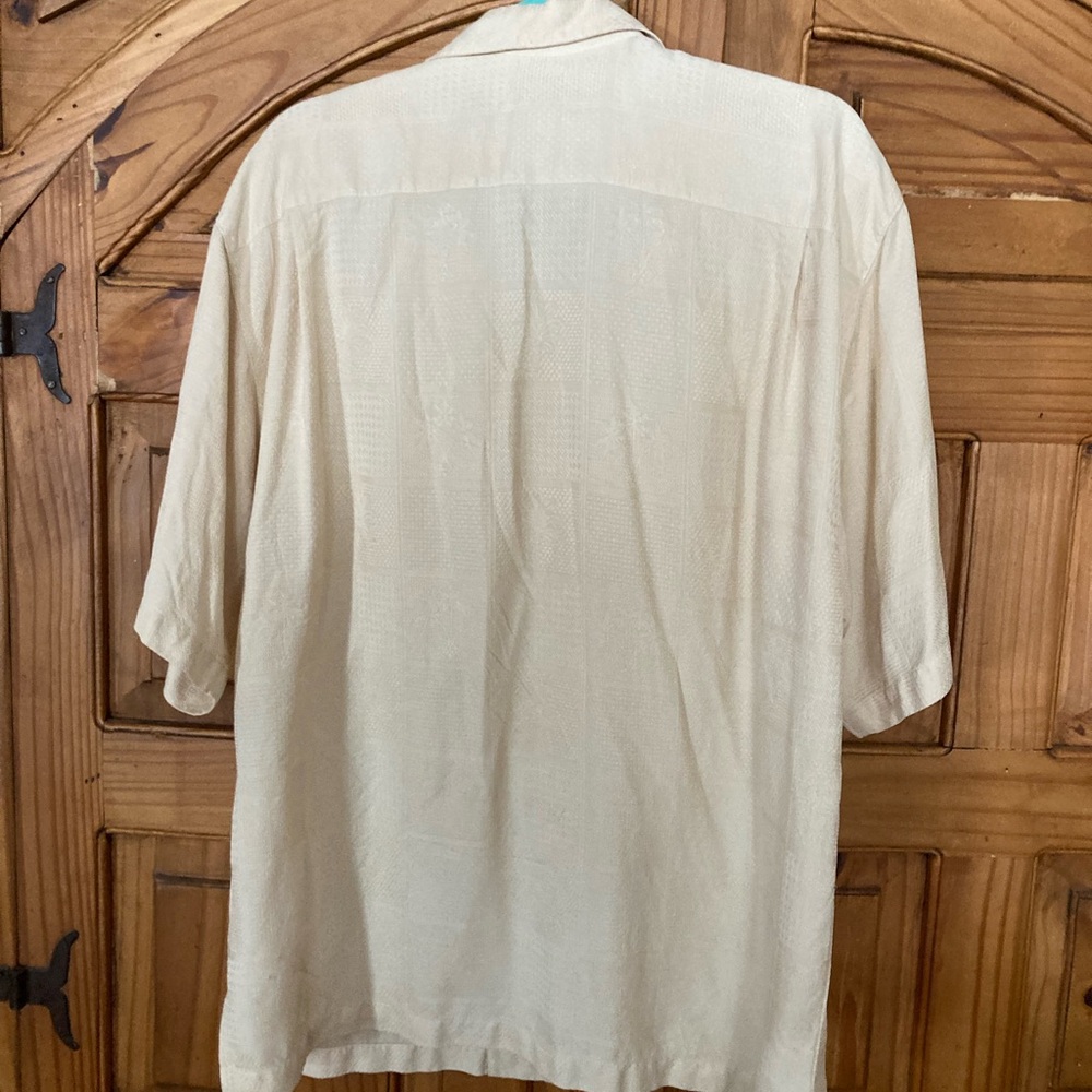 2/10.00 Jamaica Jaxx Cream Silk Short Sleeve Shirt L - Picture 2 of 3